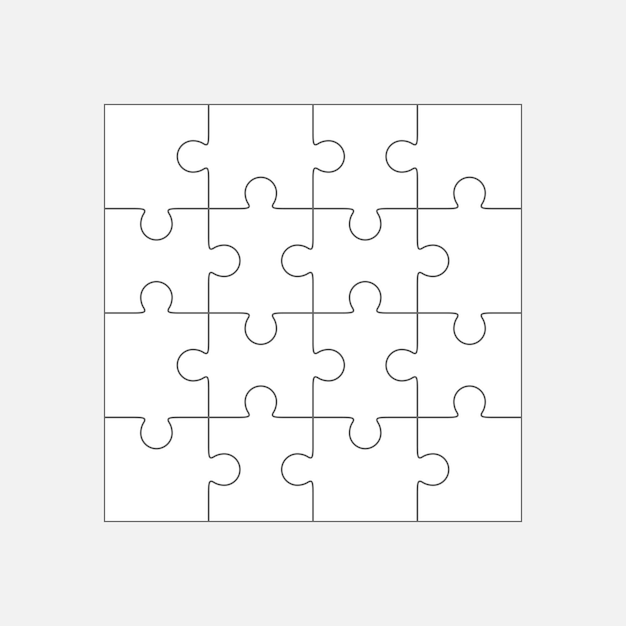 Puzzle-Vektor, leere einfache Schablone sechzehn Elemente