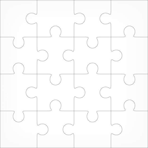 Puzzle-vektor, leere einfache vorlage 4x4