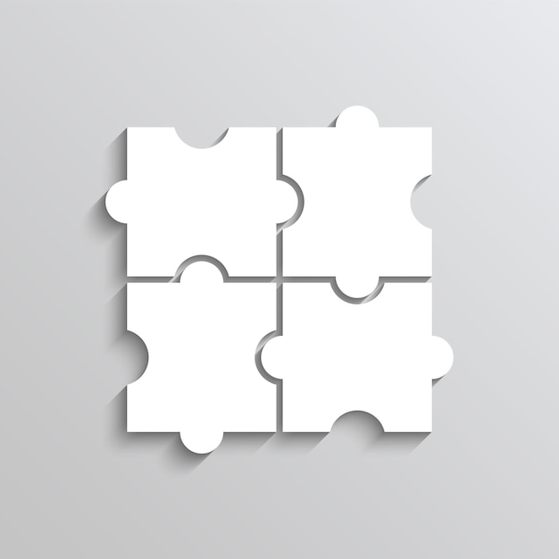 Puzzle-Vorlage Lasergeschnittenes Gitter mit 4 Details Puzzleteile Layout des denkenden Mosaikspiels