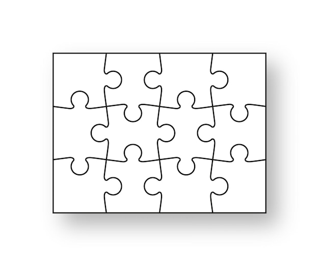 Puzzleteile gesetzt. Puzzle-Umrissgitter. Schema des Denkspiels. Moderner Hintergrund mit Mosaikformen