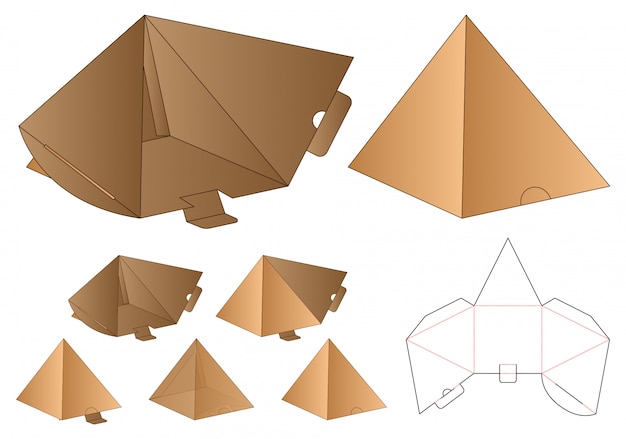 Vektor pyramid shape box verpackung vorgestanzte template-design