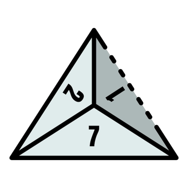 Vektor pyramiden-würfel-symbol. umriss des pyramiden-würfel-symbols in farbe, flach isoliert