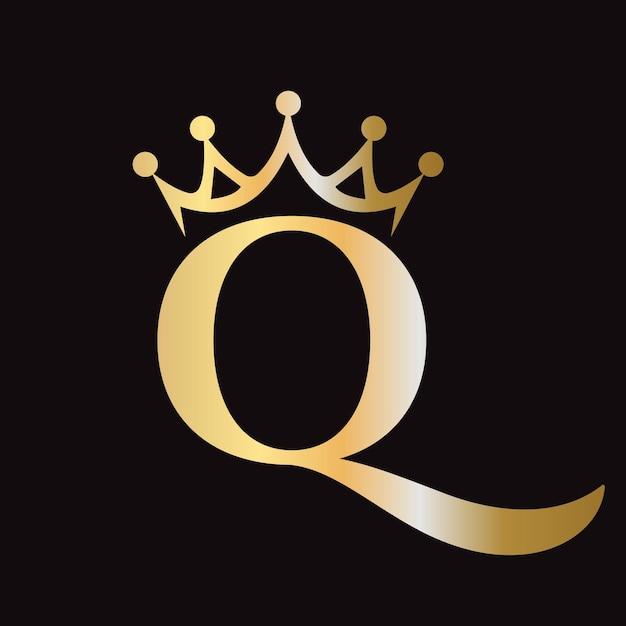 Q-Kronen-Logo für die Königin Zeichen Schönheit Mode Star Elegant Luxus-Symbol