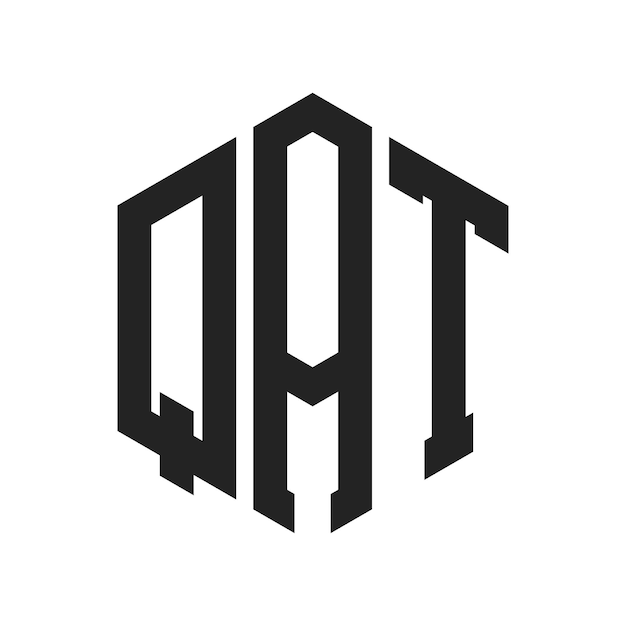 QAT-Logo-Design Anfangsbuchstaben QAT-Monogramm-Logo in sechseckiger Form