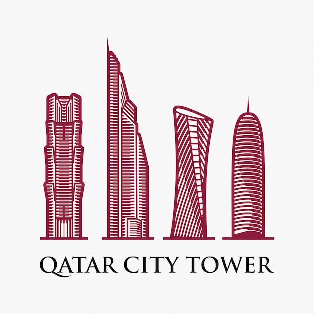 Qatar city tower logo-design inspiration