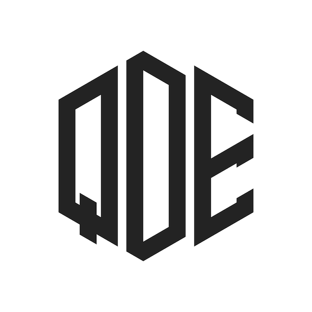 QDE-Logo-Design Anfangsbuchstaben QDE-Monogramm-Logo in sechseckiger Form