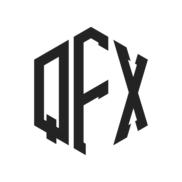 QFX-Logo-Design Anfangsbuchstaben QFX-Monogramm-Logo in sechseckiger Form