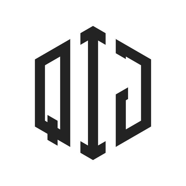 QIJ Logo Design Initial Letter QIJ Monogram Logo mit Hexagonform