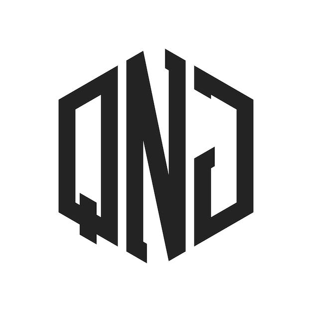 QNJ Logo Design Initial Letter QNJ Monogram Logo mit Hexagonform