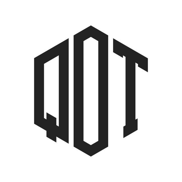 QOT-Logo-Design Anfangsbuchstaben QOT-Monogramm-Logo mit sechseckiger Form