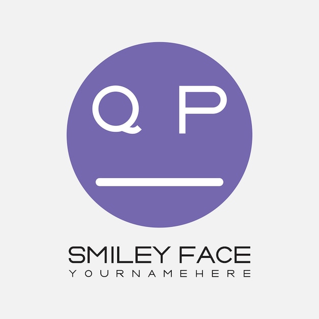 QP-Initialmonogram für das Smiley-Logo mit kreisförmigem Design