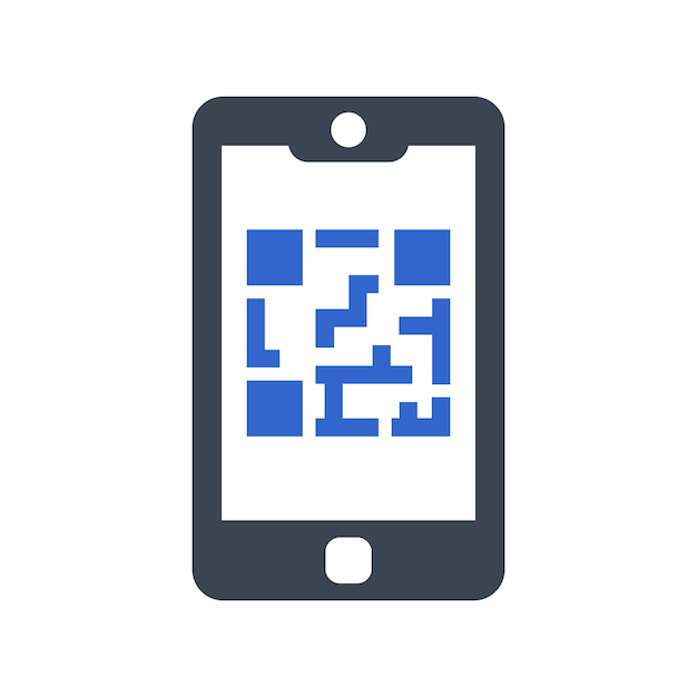 Vektor qr-code auf dem handy-symbol