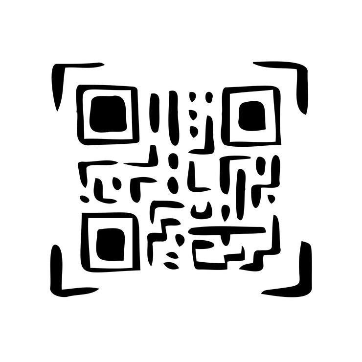 Vektor qr-code-doodle handgezeichnetes ikonen-marketing und elektronischer handel vektor-illustration