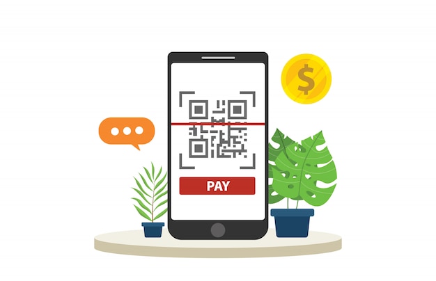 Vektor qr-code mobile payment-technologie