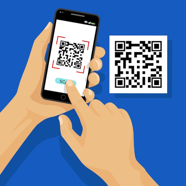 Qr-code-scan auf smartphone-konzept