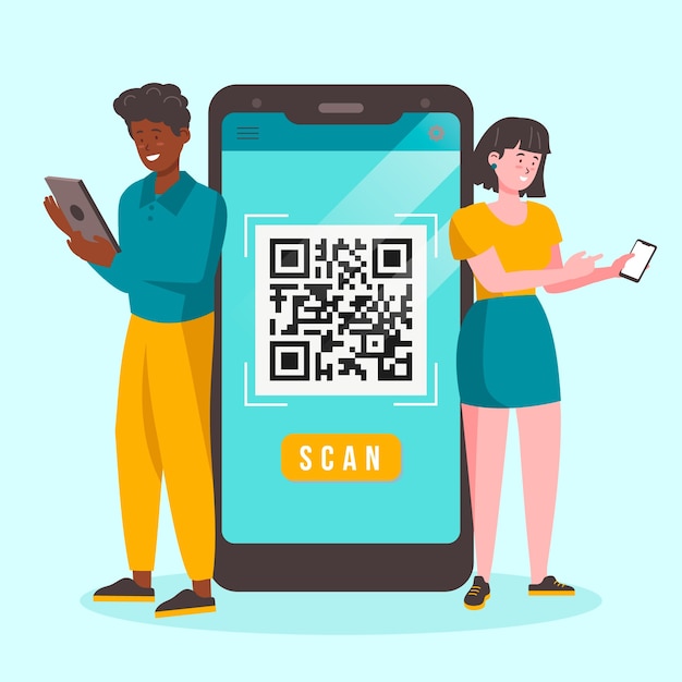 Qr-Code-Scan-Konzept mit Zeichen