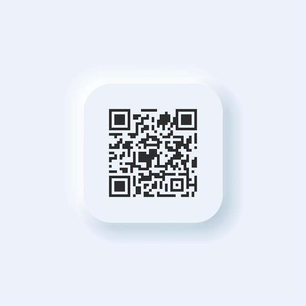 QR-Code-Schaltfläche im Vektor-neumorphen Stil für UI-Design