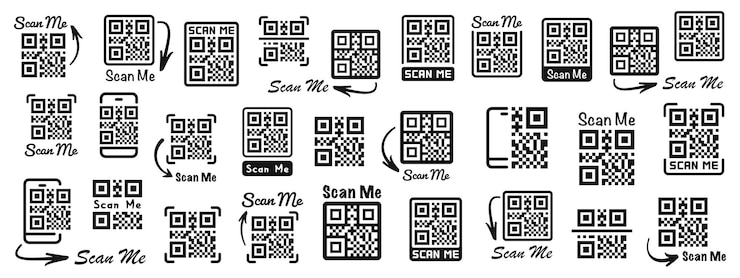 Vektor qr-code-silhouetten scannen sie mir icons schnelle reaktionscode-icon-satz silhouette-stil vektor-icons