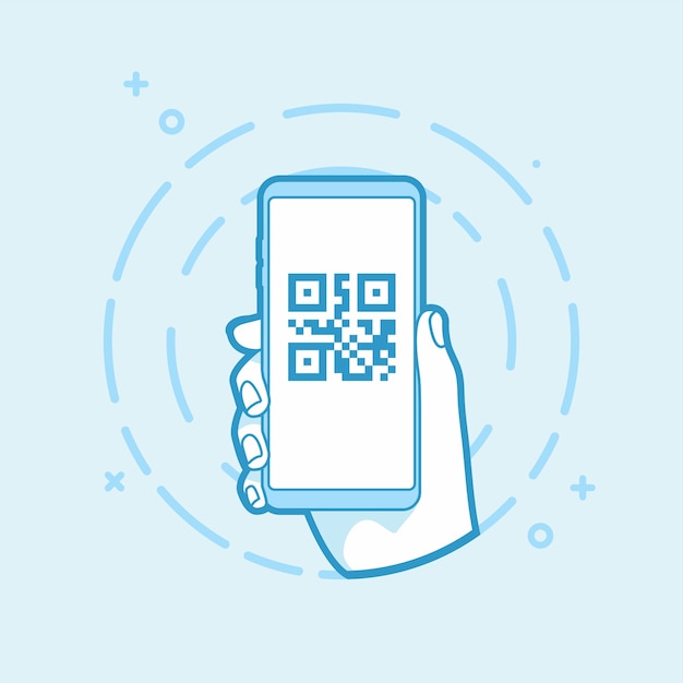 Qr-code-symbol auf dem smartphone-bildschirm