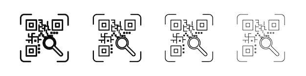 Qr-Code-Symbol Umrisszeichen-Symbole-Satz