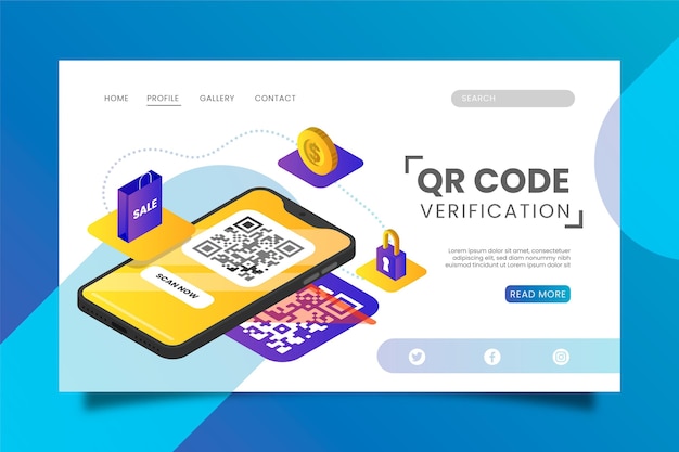 Vektor qr-code-verifizierungs-landingpage