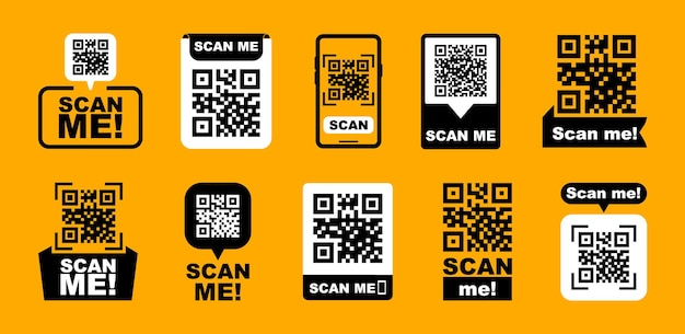 Qr-codes für smartphone qr-code mit aufschrift scan me with smartphone