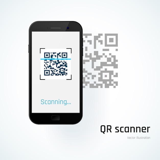 Qr-scanner. mobile scannt qr-code. illustration