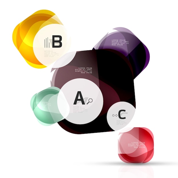 Quadrate auf Weiß mit Beispieltext Geometrischer futuristischer abstrakter Hintergrund