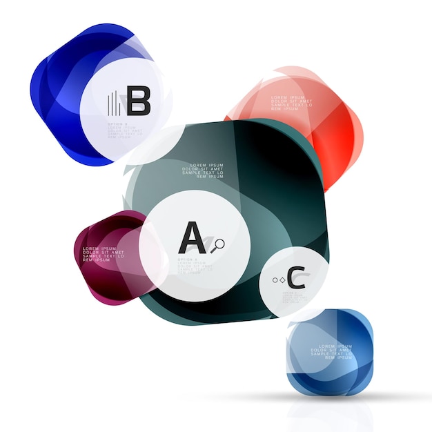 Quadrate auf Weiß mit Beispieltext Geometrischer futuristischer abstrakter Hintergrund