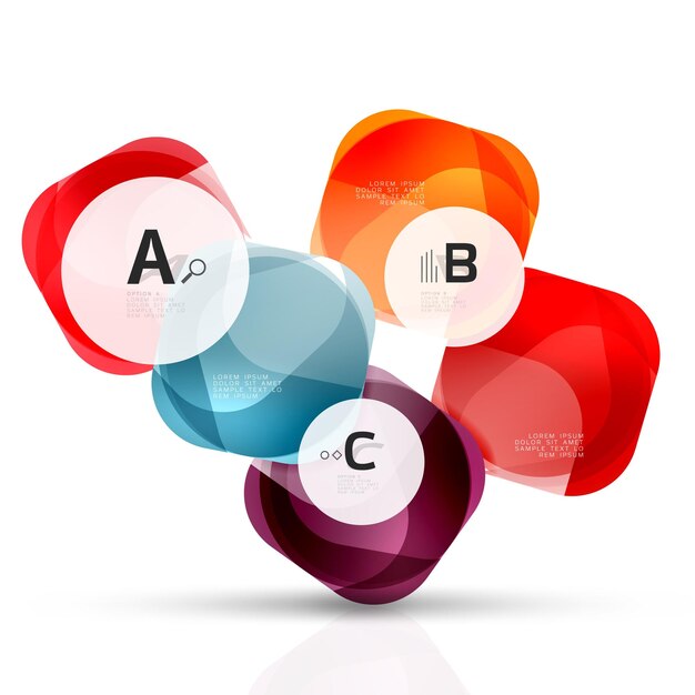 Quadrate auf Weiß mit Beispieltext