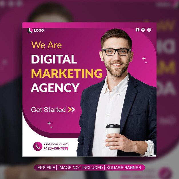 quadratische Bannervorlage für digitale Marketingagenturen