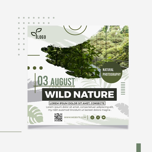 Quadratische Fliegerschablone der wilden Natur