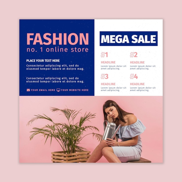 Vektor quadratische flyer-vorlage des mode-online-shops