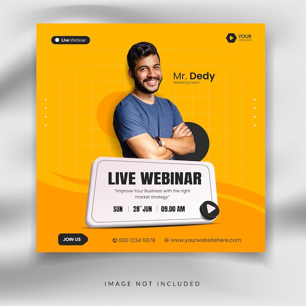 Quadratische Social-Media-Vorlage für digitales Marketing für Live-Webinare oder Firmenveranstaltungen