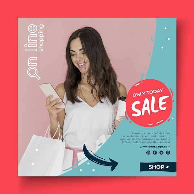 Quadratische Vorlage für Online-Shopping-Flyer