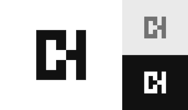 Quadratischer Buchstabe CH-Anfangsmonogramm-Logo-Design