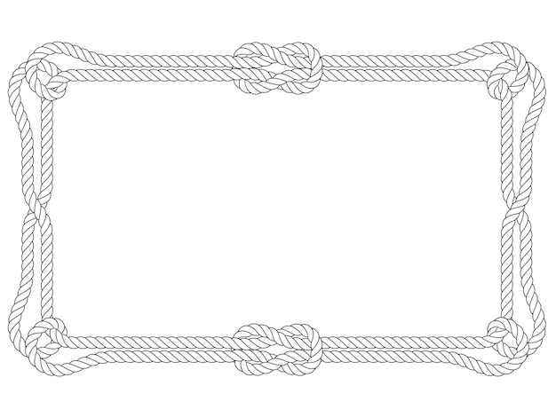 Quadratischer doppelseilrahmen mit schleifen in den ecken und knoten