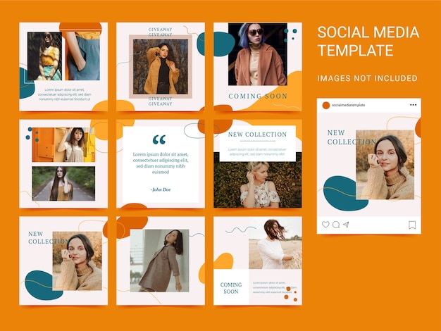 Quadratischer Premium-Vektor der Puzzle-Social-Media-Vorlage
