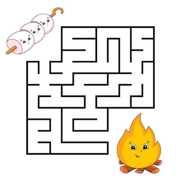 Quadratisches labyrinth spiel für kinder puzzle für kinder labyrinth-rätsel farbvektorillustration