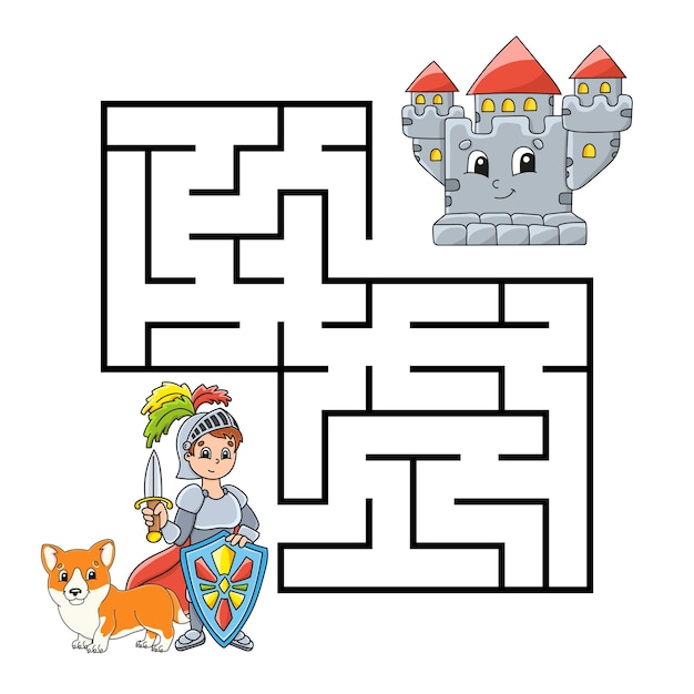 Quadratisches labyrinth spiel für kinder puzzle für kinder labyrinth-rätsel märchenthema