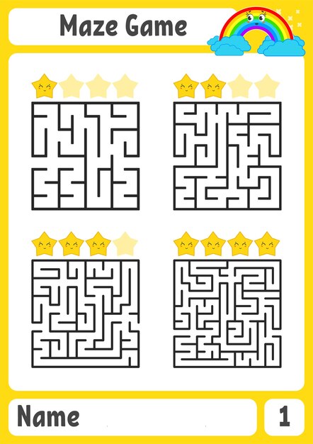 Quadratisches labyrinth. spiel für kinder. puzzle für kinder. labyrinth-rätsel.