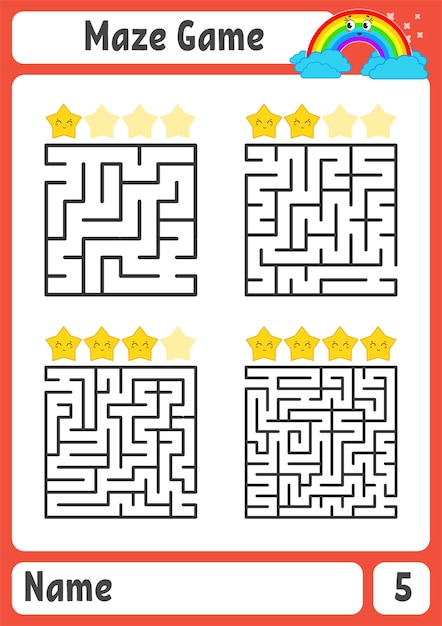 Quadratisches labyrinth. spiel für kinder. puzzle für kinder. labyrinth-rätsel.