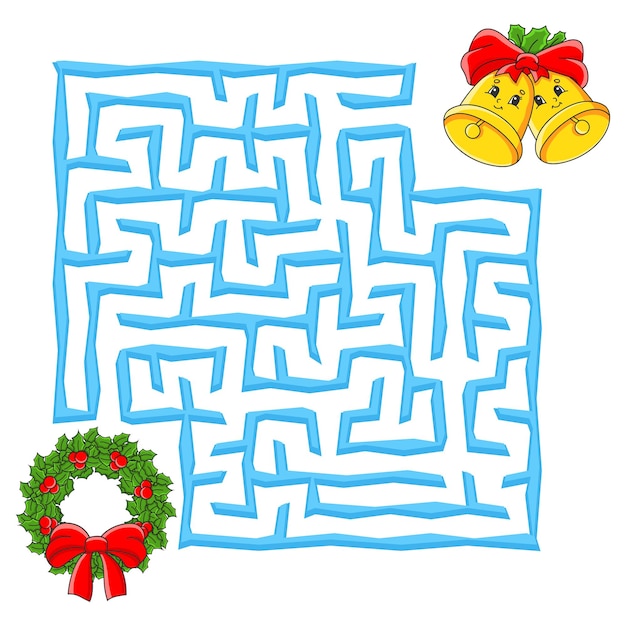 Quadratisches labyrinth weihnachtsspiel für kinder winterpuzzle für kinder labyrinth rätsel