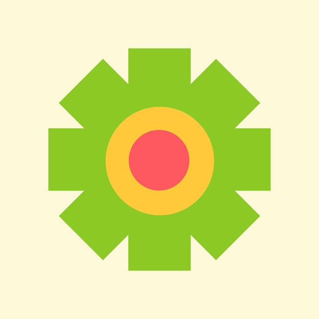 Quadratisches Poster, grüne minimalistische Blume auf hellem Hintergrund. Geometrischer Blumenprimitivismus
