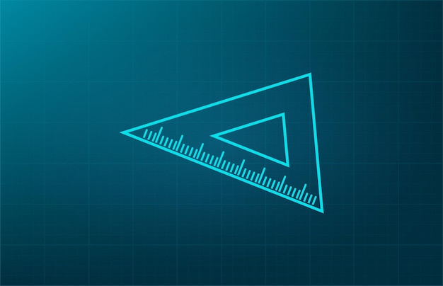 Quadratsymbol des lineals vektorillustration auf blauem hintergrund eps 10