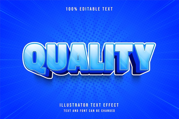 Qualität, 3d bearbeitbarer texteffekt blaue abstufung comic schatten textstil