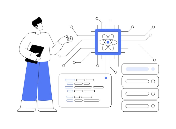 Vektor quantum computing abstraktes konzept vektor-illustration