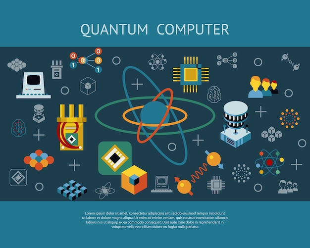 Quantum Computing Icons Sammlung