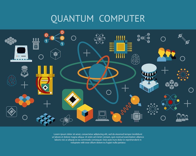 Quantum computing icons sammlung