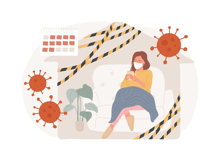 Vektor quarantäne-isolierte konzeptvektor-illustration